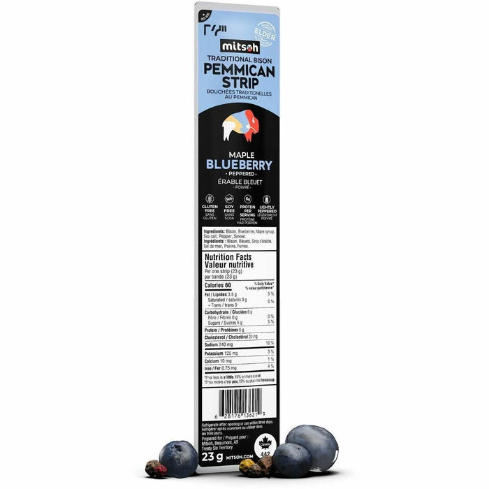 Mitsoh Pemmican Strips - Maple Blueberry Peppered - Gluten-free, Soy-free - Maple Blueberry Peppered - 1 Each