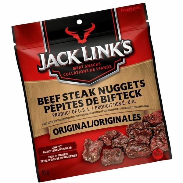 Jack Link's Original Beef Steak Nuggets - Low Fat, Trans Fat Free - Original - 2.86 oz (81 g) - 1 Each