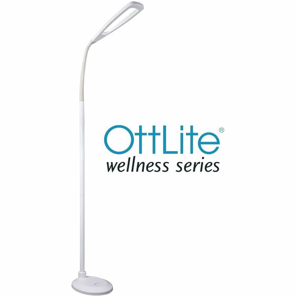 OttLite Natural Daylight Floor Lamp - LED Bulb - ClearSun LED, Touch-activated, Memory Function, Adjustable Brightness, Flexible, Adjustable Height, Adjustable Shade, Dimmable - 700 lm Lumens - White - for Room