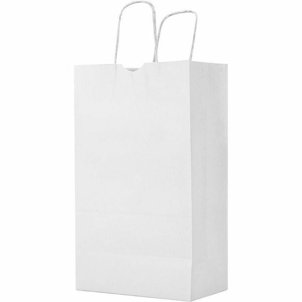 Inteplast Twisted Paper Handle Bags - White Color - 5.25" (133.35 mm) Width x 3.25" (82.55 mm) Depth - White - Paper - Restaurant, Grocery, Multipurpose, Storage, Cash - 250 Pack