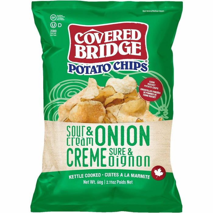 Covered Bridge Sour Cream and Onion Potato Chips - Sour Cream & Onion - 2.12 oz (60 g) - 24 Bag