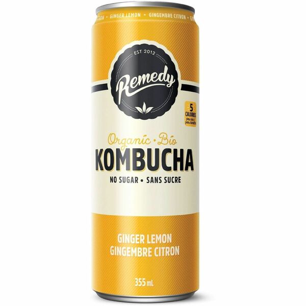 Remedy Kombucha Ginger Lemon - 355 mL - Lemon Ginger - 24 - 4 / Box