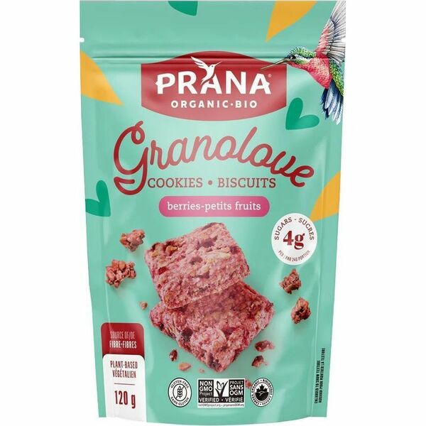 prana GRANOLOVE Organic Cookie squares - Berries - Gluten-free, Plant-based - Berry - 4.23 oz (120 g) - 1 Each