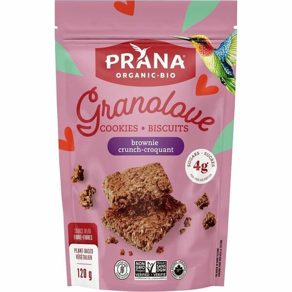 prana GRANOLOVE Organic Cookie squares - Brownie Crunch - Gluten-free, Plant-based - 4.23 oz (120 g) - 1 Each