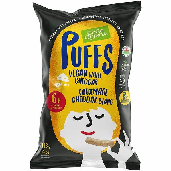 GoGo Quinoa Puffs - Vegan White Cheddar - Gluten-free, Plant-based - Vegan White Cheddar - 3.99 oz (113 g) - 9
