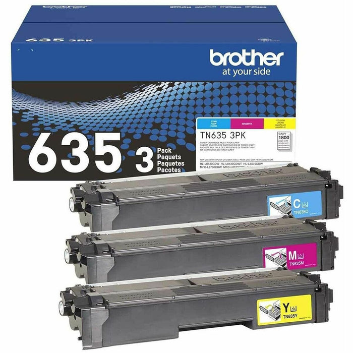 Brother TN635 Original Standard Yield Laser Toner Cartridge - Cyan, Magenta, Yellow - 3 / Pack - 1800 Pages