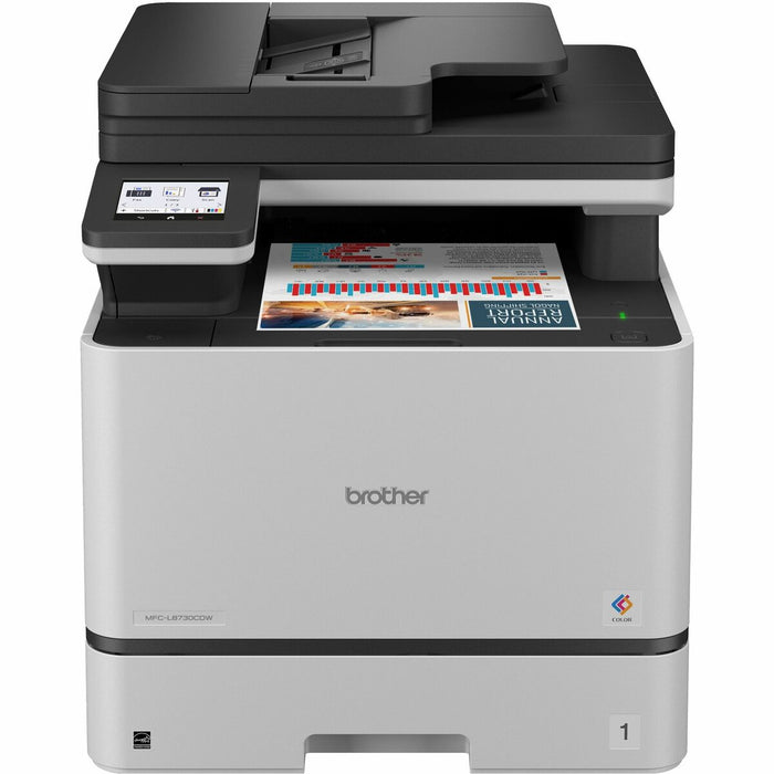 Brother MFC-L8730CDW Wired & Wireless Laser Multifunction Printer - Color - Black, White - Copier/Printer/Scanner - 33 ppm Mono/33 ppm Color Print - 2400 x 600 dpi Print - Automatic Duplex Print - Gigabit Ethernet - Wireless LAN - Apple AirPrint, Mopria,
