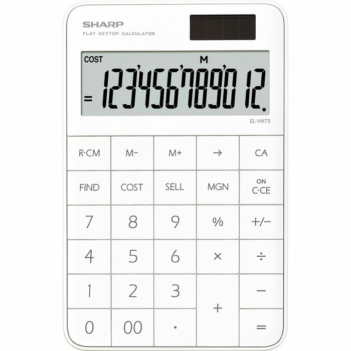 Sharp Simple Calculator - LCD Display, Dual Power, 4-Key Memory - 12 Digits - LCD - 1 Each