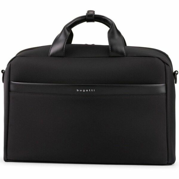 bugatti Essential Carrying Case (Briefcase) for 15.6" Notebook - Black - Nylon, Vegan Leather, Polyester, Polyurethane Body - Trolley Strap, Shoulder Strap - 10.75" (273.05 mm) Height x 16" (406.40 mm) Width x 3.75" (95.25 mm) Depth - 1 Each