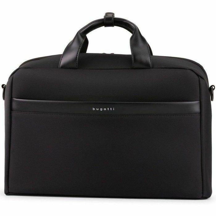 bugatti Essential Carrying Case (Briefcase) for 15.6" Notebook - Black - Nylon, Vegan Leather, Polyester, Polyurethane Body - Trolley Strap, Shoulder Strap - 10.75" (273.05 mm) Height x 16" (406.40 mm) Width x 3.75" (95.25 mm) Depth - 1 Each