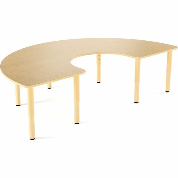 bloom Environ C-Shape Table - Woodgrain Laminate C-shaped Top - 7 Legs - Height Adjustable - 60" (1524 mm) Table Top Length x 36" (914.40 mm) Table Top Depth x 1" (25.40 mm) Table Top Thickness - Daycare, School - Powder Coated - High Density Particleboar