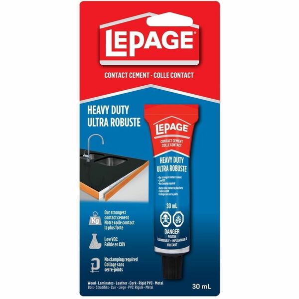 LePage Heavy Duty Contact Cement - 30 mL - Light Amber, Tan - 1 Each