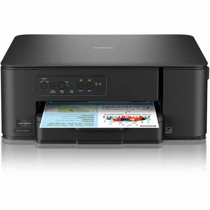 Brother Work Smart MFC-J1260W Wired & Wireless Inkjet Multifunction Printer - Color - Copier/Printer/Scanner - 16 ppm Mono/9 ppm Color Print - 1200 x 6000 dpi Print - Up to 2500 Pages Monthly - 1200 x 2400 dpi Optical Scan - Wireless LAN - Brother Mobile