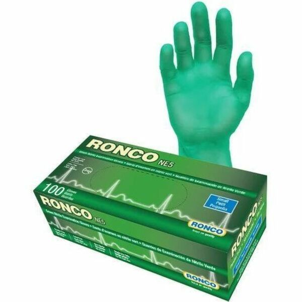 RONCO NE5 Examination Gloves - X-Large - 5 mil (0.13 mm) Thickness - X-Large Size - For Right/Left Hand - Nitrile - Green - Comfortable, Ambidextrous, Textured, Latex-free - For Food, Medical, Healthcare, Veterinary, Chemotherapy, Automotive, Dental, Fish