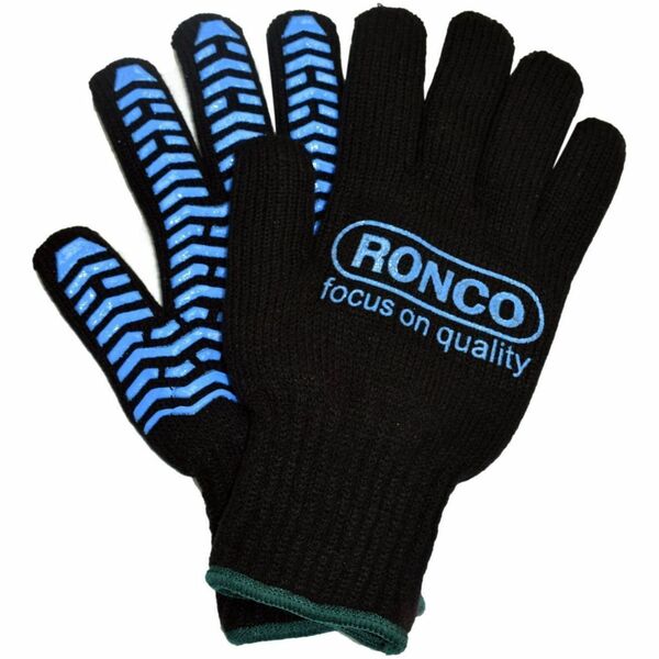 RONCO Iceberg Acrylic Gloves - Large - Cold Temperature Protection - Large Size - Herringbone Style - Acrylic - Black, Blue - Dual Layer, Insulated, Durable, Comfortable, Soft - For Cold, Maintenance, Construction, Refrigeration, Food - 6 / Pack
