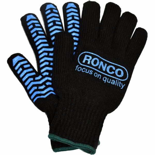 RONCO Iceberg Acrylic Gloves - X-Large - Cold Temperature Protection - X-Large Size - Herringbone Style - Acrylic - Black, Blue - Dual Layer, Insulated, Durable, Comfortable, Soft - For Cold, Maintenance, Construction, Refrigeration, Food - 6 / Pack