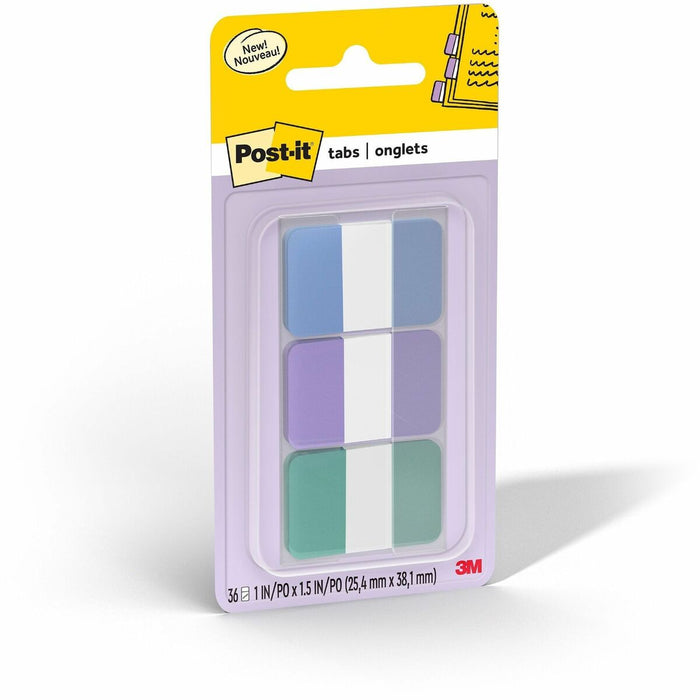 Post-it&reg; Index Tab - 1.50" (38.10 mm) Tab Height x 1" (25.40 mm) Tab Width - Cool Pastel Tab(s) - Durable - 36 Tabs/Pack - 36 / Pack