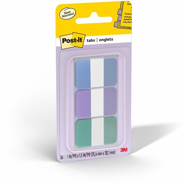 Post-it&reg; Index Tab - 1.50" (38.10 mm) Tab Height x 1" (25.40 mm) Tab Width - Cool Pastel Tab(s) - Durable - 36 Tabs/Pack - 36 / Pack