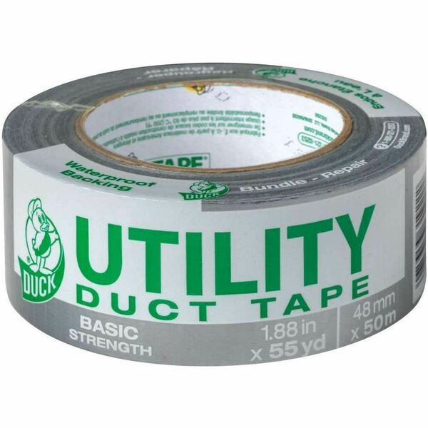 Duck Duct Tape - Silver, 1.88 in. x 55 yd. - 20 yd (18.3 m) Length x 1.88" (47.8 mm) Width - Silver - Rubber Adhesive - For Multipurpose, Home, Sealing, Bundling, Office, Construction - 1 Each