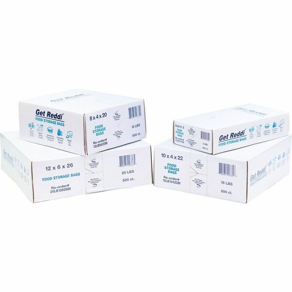Ralston Get Reddi Food Bag - 12 lb (5443.11 g) Capacity - 20" (508 mm) Length x 8" (203.20 mm) Width x 0.85 mil (22 Micron) Thickness - 4" (101.60 mm) Gusset - Clear - Polyethylene - Restaurant, Bakery, Food, Storage - 500 / Pack