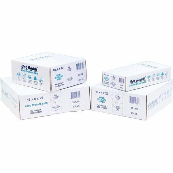 Ralston Get Reddi Food Bag - 20 lb (9071.85 g) Capacity - 26" (660.40 mm) Length x 12" (304.80 mm) Width x 0.85 mil (22 Micron) Thickness - 6" (152.40 mm) Gusset - Clear - Polyethylene - Restaurant, Bakery, Food, Storage - 500 / Pack
