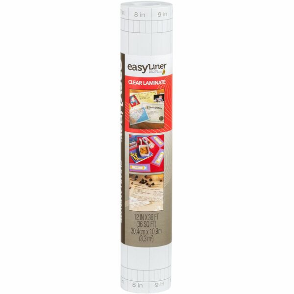 Duck EasyLiner Adhesive Laminate - Clear, 12 in. x 36 ft. - 36 ft (10972.80 mm) Length x 12" (304.80 mm) Width - Clear - 1 Each