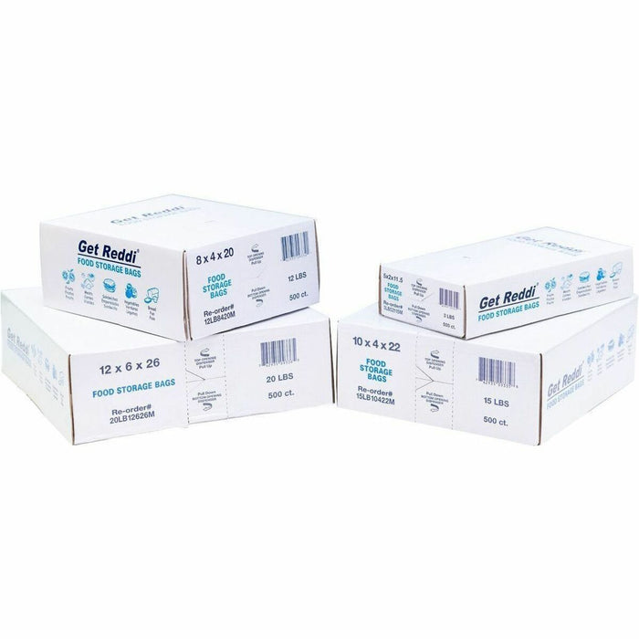 Ralston Get Reddi Food Bag - 3 lb (1360.78 g) Capacity - 11.50" (292.10 mm) Length x 5" (127 mm) Width x 0.85 mil (22 Micron) Thickness - 2" (50.80 mm) Gusset - Clear - Polyethylene - Restaurant, Bakery, Food, Storage - 500 / Pack