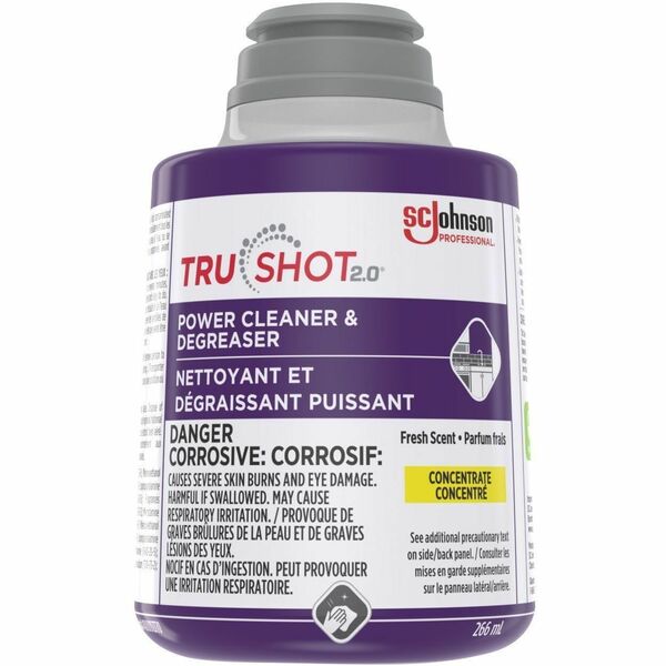 SC Johnson TruShot 2.0 Power Cleaner & Degreaser - For Multipurpose, Building Service Contractor, Office, Commercial, Retail - Concentrate - 266 mL - Clean Fresh Scent - Recommended For: Adhesive Remover, Oil Remover, Grease Remover, Soil Remover, Dirt Re