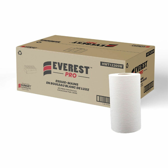 Everest Pro Paper Towel - 8" (203.20 mm) Width x 205 ft (62.48 m) Length - White - Paper - 12 / Box