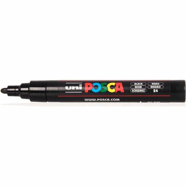 POSCA PC-5M WaterBased Paint Marker - 1.8 mm (0.07") Medium Bullet, 2.5 mm (0.10") Medium Bullet Marker Point - Erasable - Washable - Assorted Ink - Water Based - Multipurpose - 4 / Pack