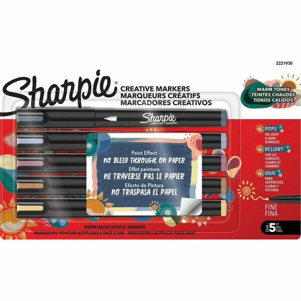 Sharpie Creative Markers - Fine Marker Point - Water Based, Acrylic Based - Multipurpose - 5 / Pack