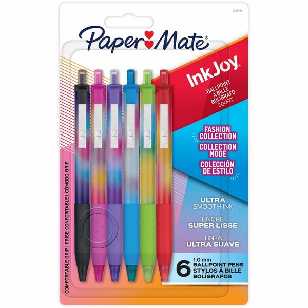 Paper Mate Gel Pen - 0.7 mm (0.03") Pen Point - Retractable - Assorted Ink - Gel-based - 6 / Pack