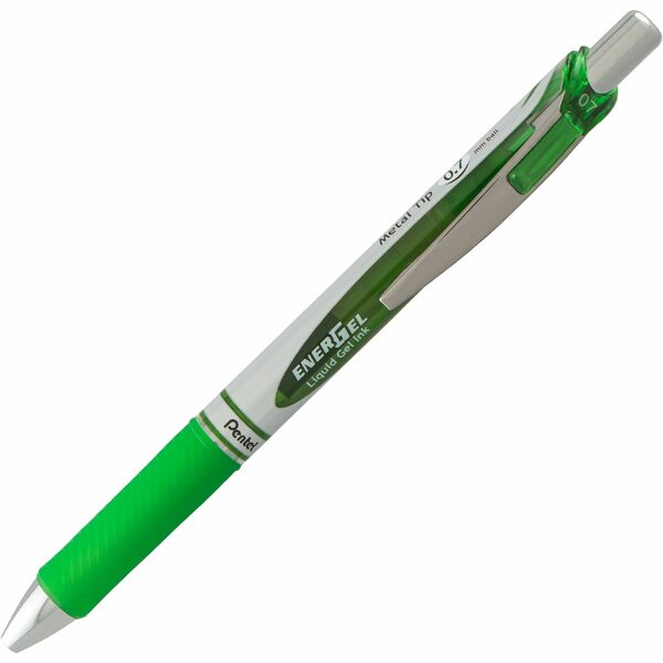 Pentel EnerGel Gel Pen - 0.7 mm (0.03") Pen Point - Refillable - Retractable - Lime Green Ink - Liquid Gel Ink - Stainless Steel Barrel - Writing