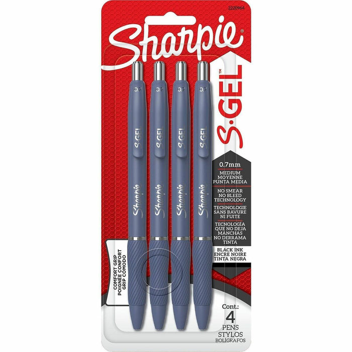 Sharpie S-Gel Gel Pen - Retractable - Black Ink - Gel-based - Moonlit Midnight Barrel - Writing - 4 / Pack