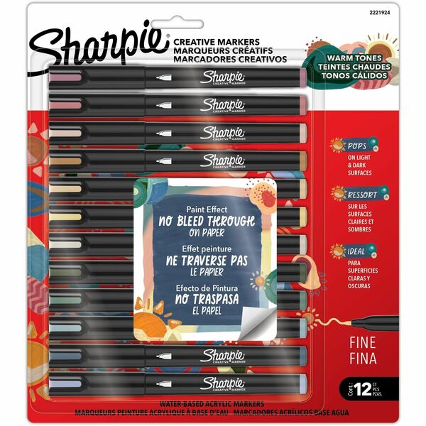 Sharpie Creative Markers - Fine Marker Point - Water Based, Acrylic Based - Multipurpose - 12 / Pack
