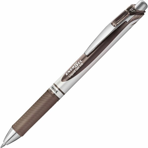Pentel EnerGel Gel Pen - 0.7 mm (0.03") Pen Point - Refillable - Retractable - Sepia Ink - Liquid Gel Ink - Stainless Steel Barrel - Writing