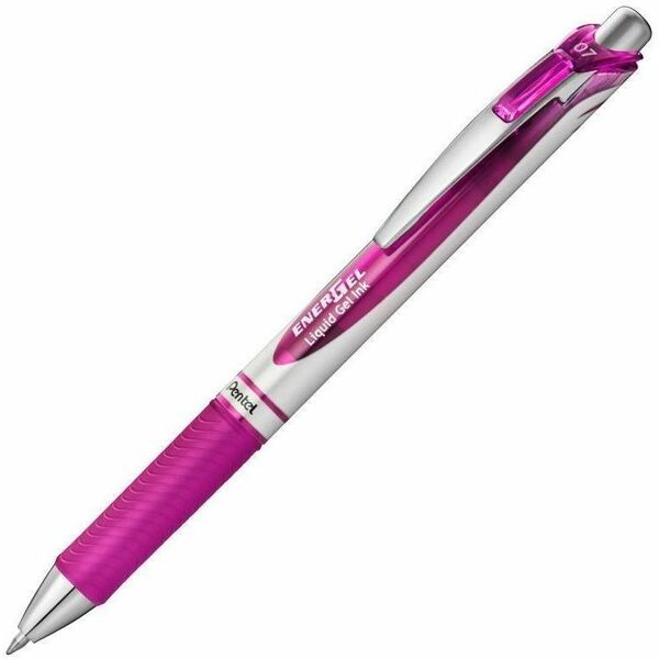 Pentel EnerGel Gel Pen - 0.7 mm (0.03") Pen Point - Refillable - Retractable - Magenta Ink - Liquid Gel Ink - Stainless Steel Barrel - Writing