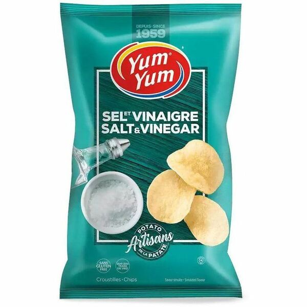 Yum Yum Salt & Vinegar Potato Chips - Trans Fat Free, Gluten-free - Salt & Vinegar - 1.34 oz (38 g) - 42 / Box