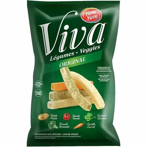 Yum Yum Viva Original Veggie Sticks - Preservative-free, Gluten-free, Trans Fat Free, No Artificial Flavor - Original - 1.34 oz (38 g) - 30 / Box