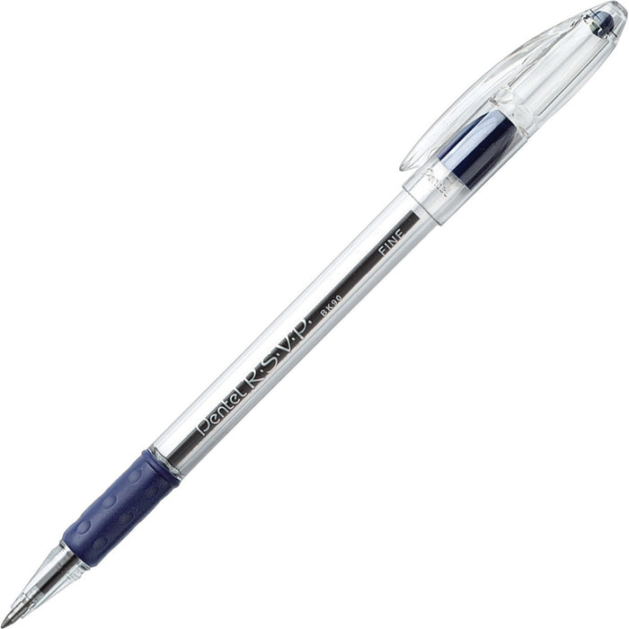 Pentel R.S.V.P. Ballpoint Stick Pens - Refillable - Blue Ink - Clear Barrel - 1 Each