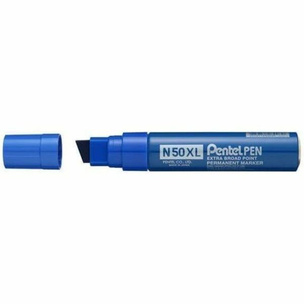 Pentel Permanent Marker N50XL 17mm Chisel Tip - Chisel, Extra Bold Marker Point - Blue Ink - Aluminum Barrel - Polyester, Felt Tip - Leather, Glass - 1 Each