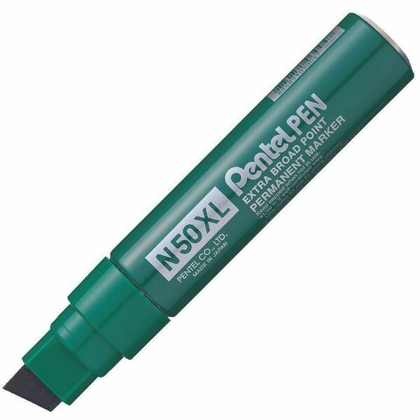 Pentel Permanent Marker N50XL 17mm Chisel Tip - Chisel, Extra Bold Marker Point - Green Ink - Aluminum Barrel - Polyester, Felt Tip - Leather, Glass - 1 Each