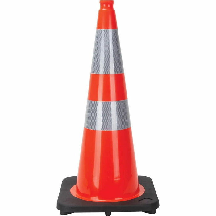 Zenith Traffic Cone, 28" , Orange, 4" & 6" Reflective Collar(s) - 28" (711.20 mm) Height - Temperature Resistant, Reflective Collar, Flexible, Durable - Traffic - Polyvinyl Chloride (PVC) - Fluorescent Orange - 1 Each