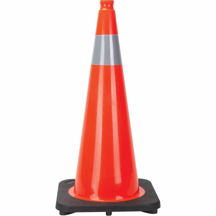 Zenith Traffic Cone, 28" , Orange, 4" Reflective Collar(s) - 28" (711.20 mm) Height - Temperature Resistant, Reflective Collar, Flexible, Durable - Traffic - Polyvinyl Chloride (PVC) - Fluorescent Orange - 1 Each