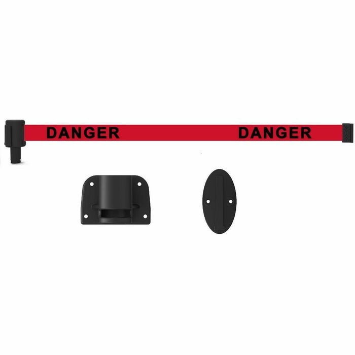 3M PLUS Wall Mount System, Red Double-Sided "Danger" - 15 ft (4572 mm) Red Belt Attachment - Retractable - Red - Plastic - 1 Each