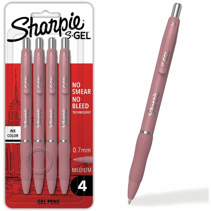 Sharpie S-Gel Gel Pen - Retractable - Black Ink - Gel-based - Pink Dusk Barrel - Writing - 4 / Pack