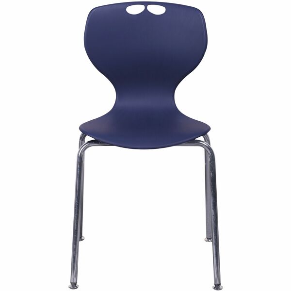 HDL Sofia Educational 16" Chair With Post Leg Base - Leather, Glass Fiber Seat Material - Steel Frame Material - Four-legged Base - Blue, Chrome - 1 Each