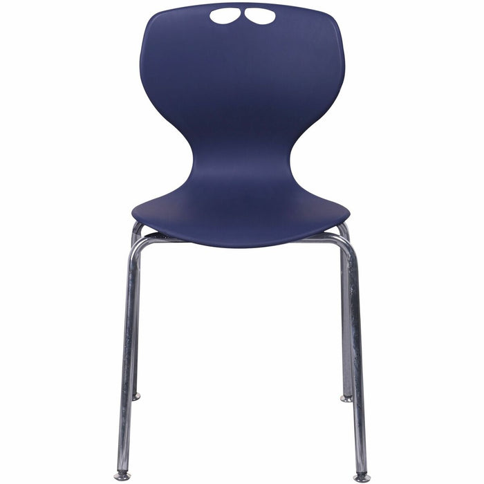 HDL Sofia Educational 16" Chair With Post Leg Base - Leather, Glass Fiber Seat Material - Steel Frame Material - Four-legged Base - Blue, Chrome - 1 Each