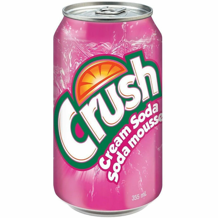 Crush Red Cream Soda Naturally and Artificially Flavoured - 355 mL - Red Cream - 12 / Box