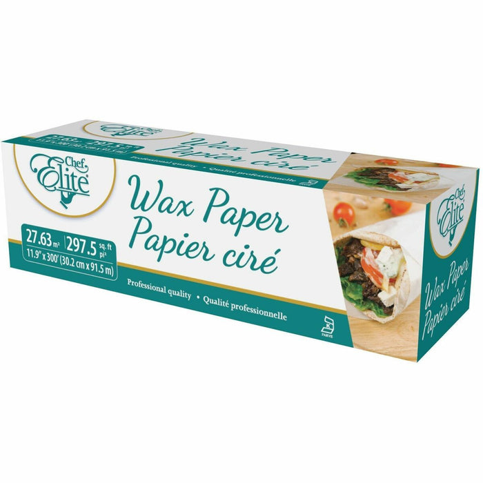 Chef Elite Wax Paper - 11.9" x 300' - 11.90" (302.26 mm) Width x 300 ft (91440 mm) Length - Non-stick, Microwave Safe - Wax Paper - 1 Each
